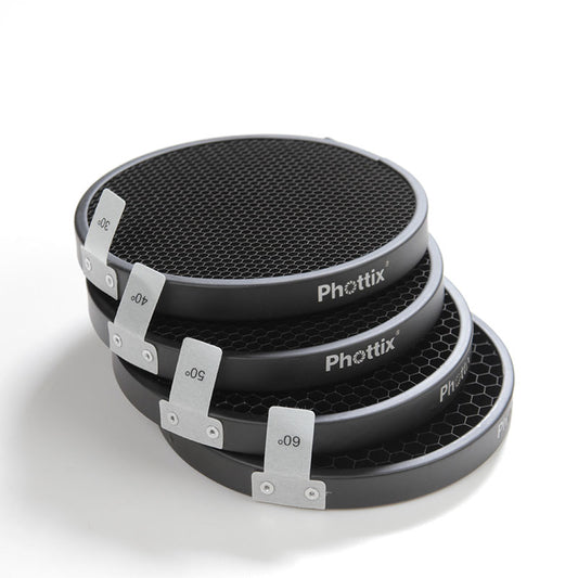 Phottix Indra 5-inch Honeycomb Grid Set (30, 40, 50, 60 degrees)